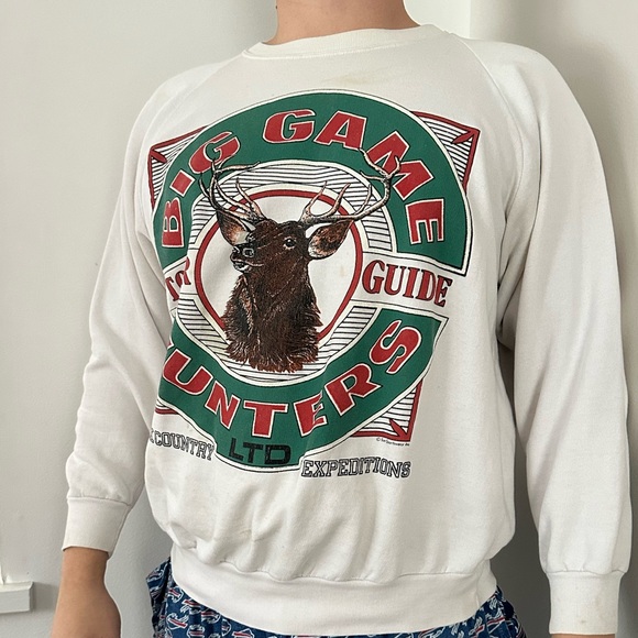 Very rare 80s Big Game Hunters Back Country Tour Guide crewneck sweatshirt - Picture 1 of 8